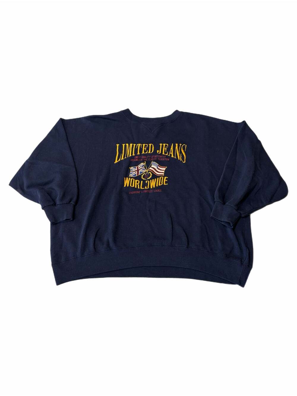 Vintage 90s Limited Jeans Worldwide Embroidered Flags Crewneck Sweatshirt